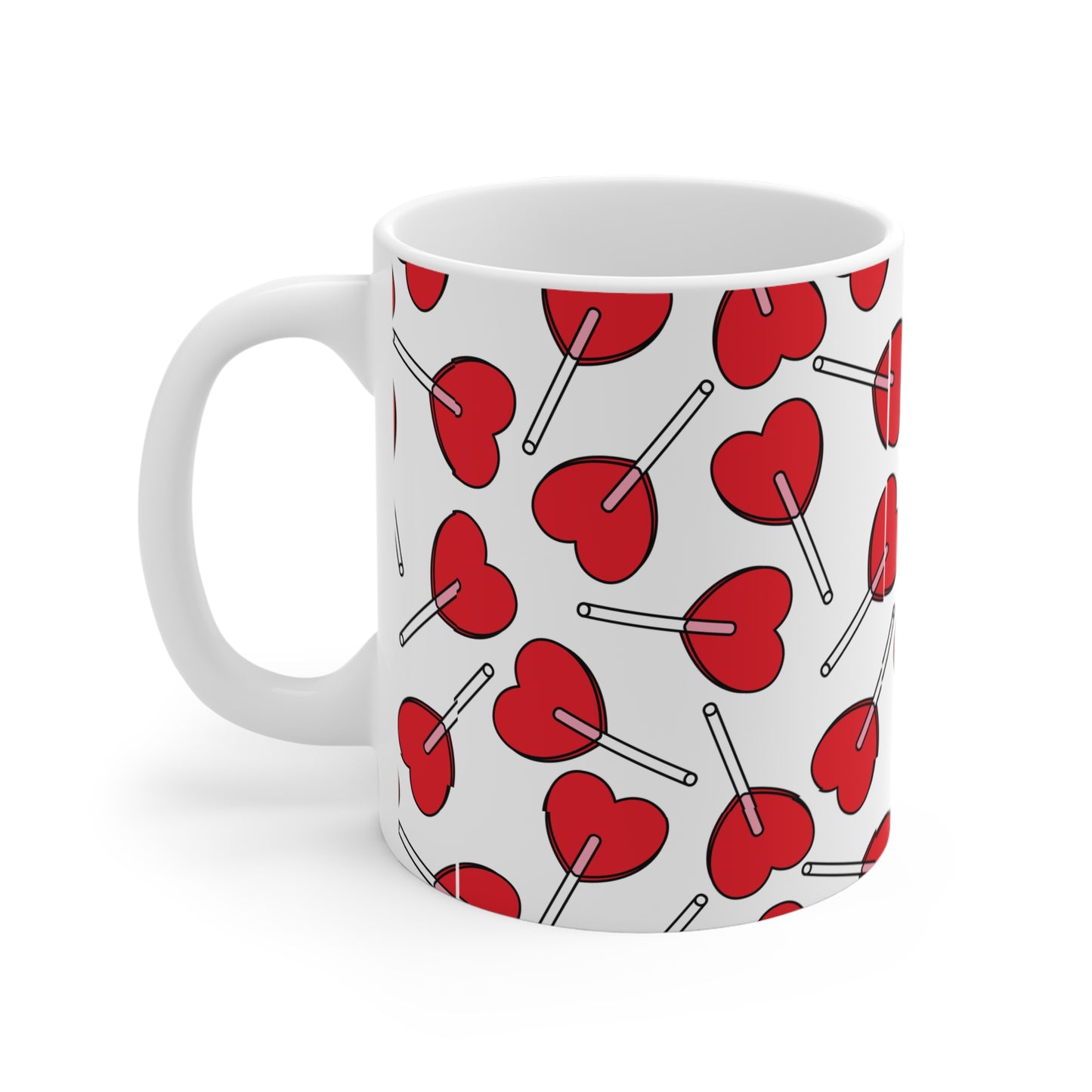Heart Lollipop Pattern Mug - Fun Gift for Valentine's Day and Every Day