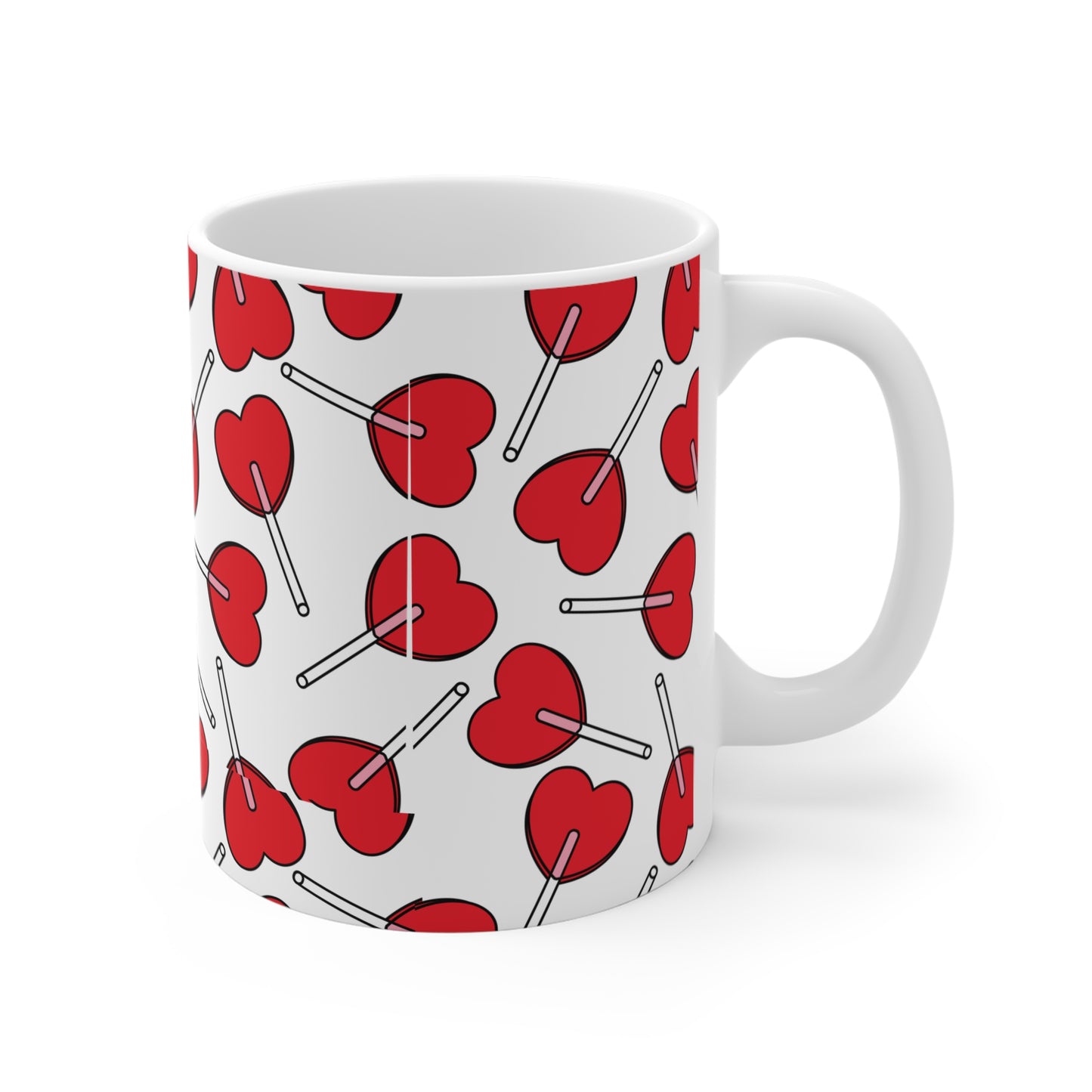 Heart Lollipop Pattern Mug - Fun Gift for Valentine's Day and Every Day