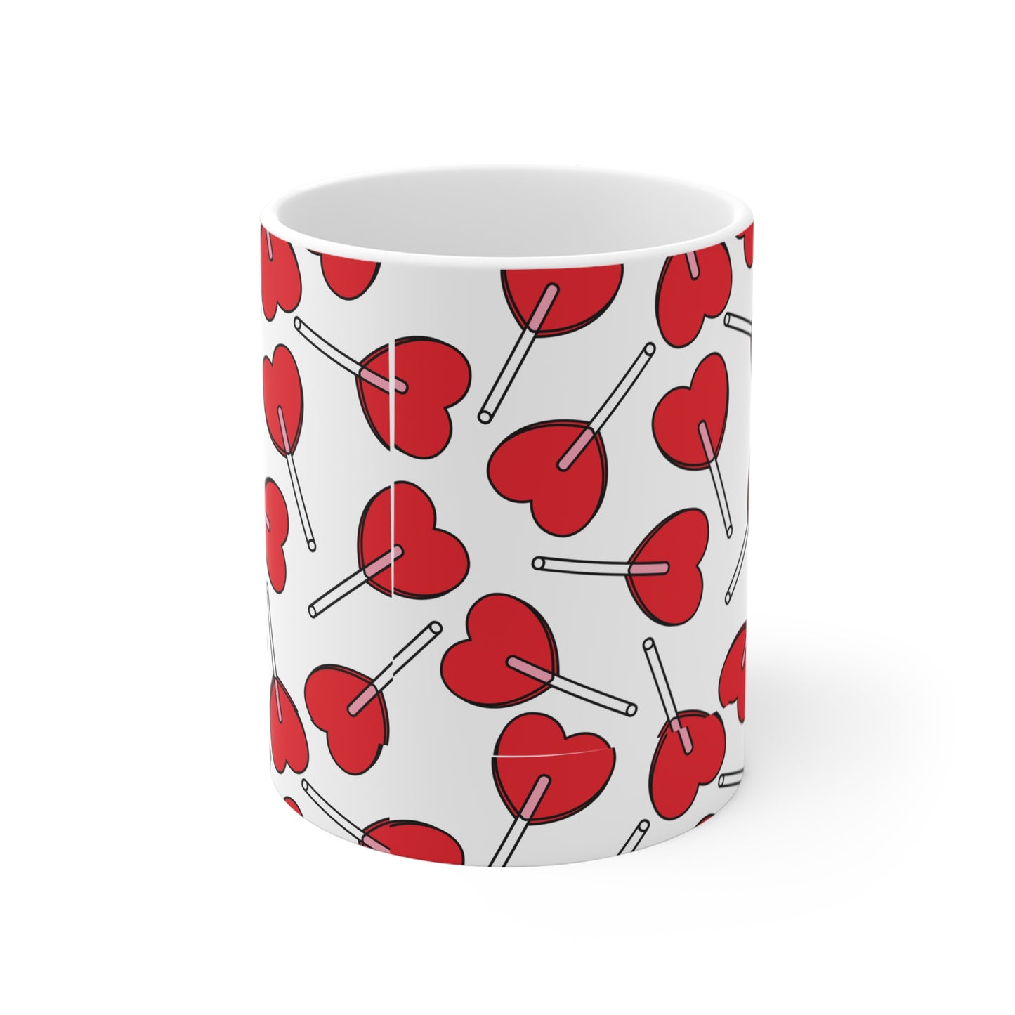 Heart Lollipop Pattern Mug - Fun Gift for Valentine's Day and Every Day
