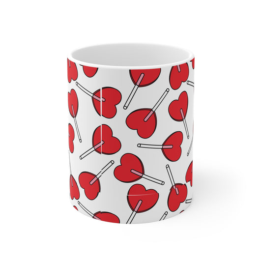 Heart Lollipop Pattern Mug - Fun Gift for Valentine's Day and Every Day